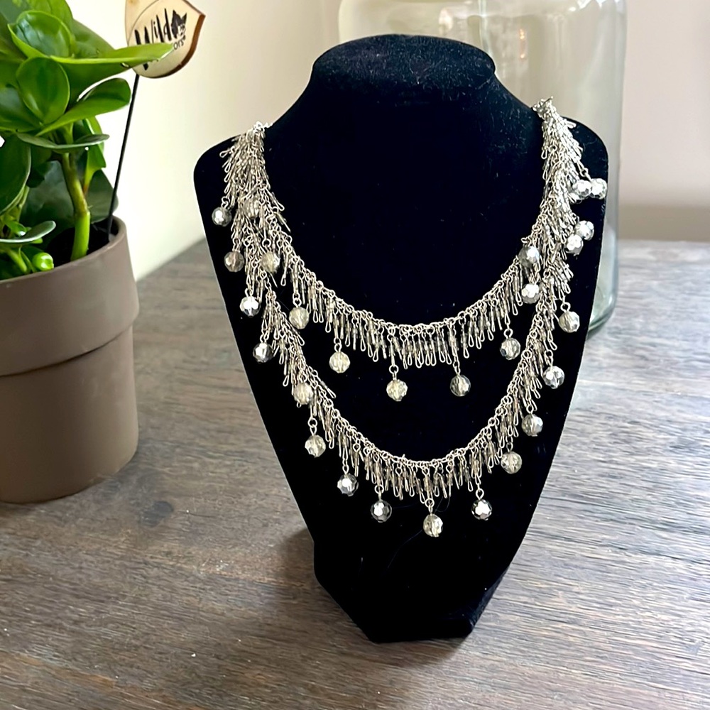 Silver tone Beaded Necklace